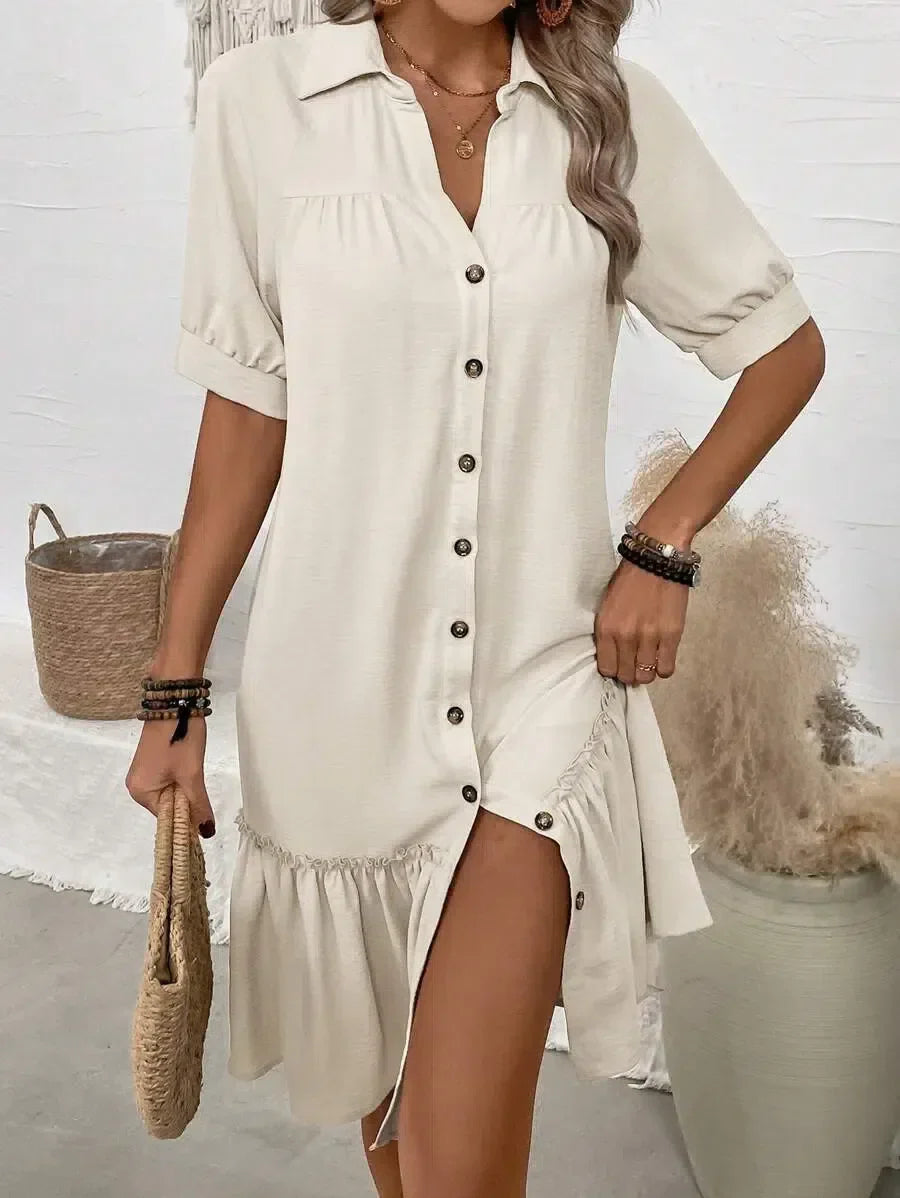 Aliyah | Button-Down Ruffle Hem Dress