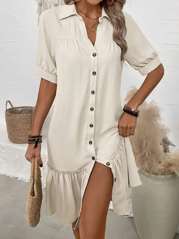 Aliyah | Button-Down Ruffle Hem Dress
