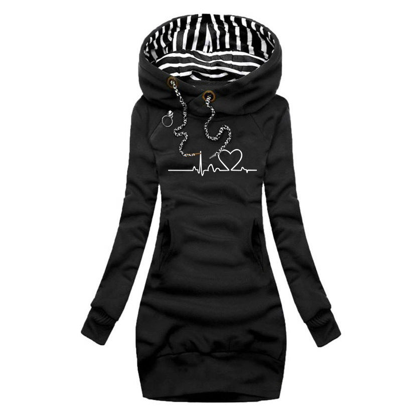 Adèle - Sweater Dress with Heartbeat Print