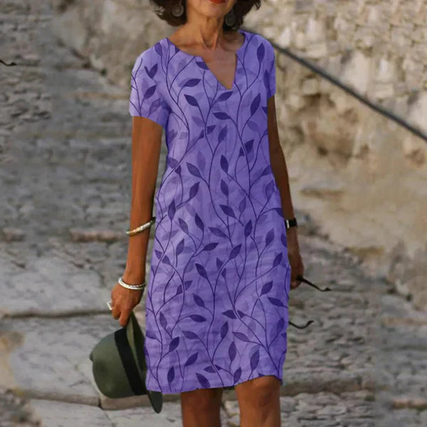Dean | Printed V-Neck A-Line Dress